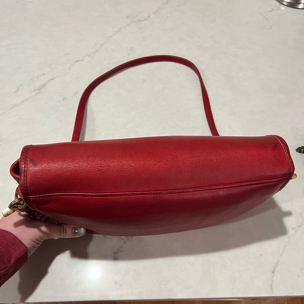 Vintage 1997 Coach Red Leather Convertible Clutch 9635 Bag - Picture 9 of 15